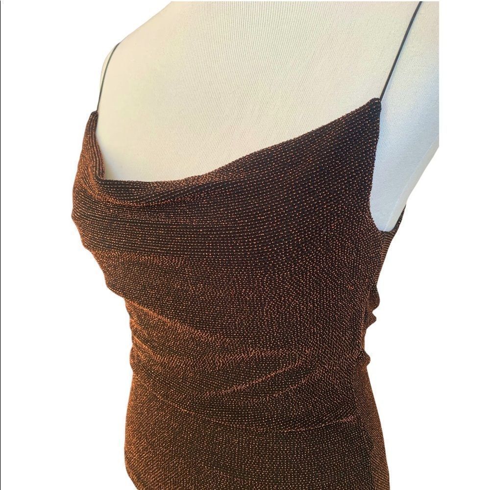 InWear | Black & Gold Shimmer Cowl Neck Tank Top